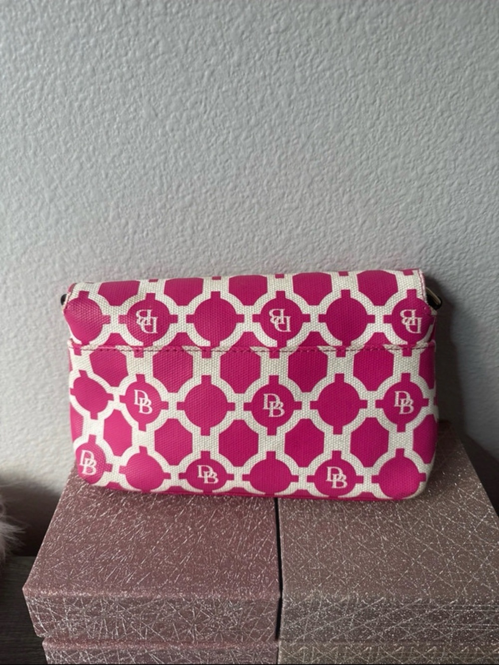 Dooney & Bourke Pink and White Patterned Top-Handle Mini Bag - Picture 4 of 8